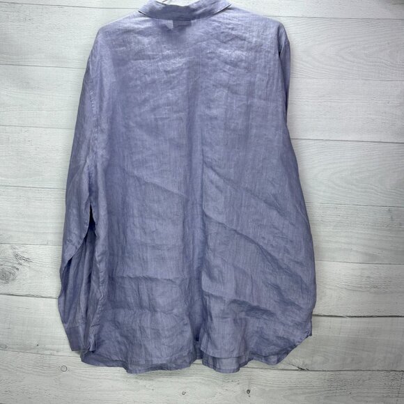 J. Jill 100% Linen Button Front Shirt Womens XL Blue Tunic Long Sleeve Top - Picture 7 of 13